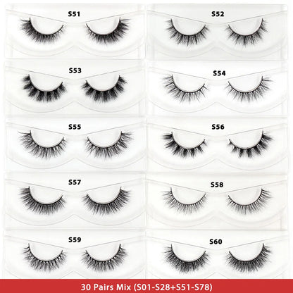 LEHUAMAO 30/60/100 Pairs Mink Lashes 3D