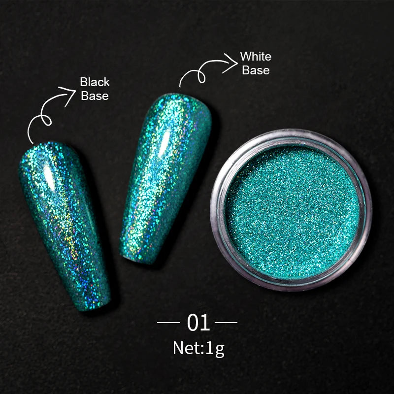 1Box Nail Mirror Glitter Powder Metallic Colorful