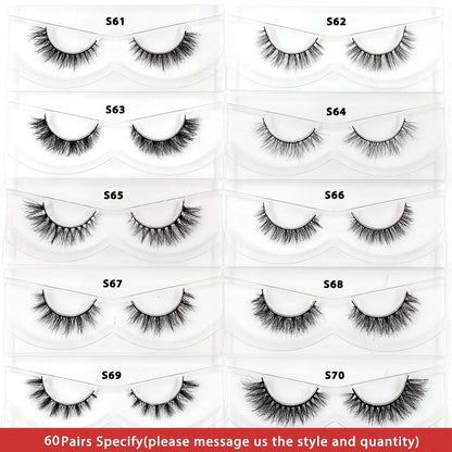 LEHUAMAO 30/60/100 Pairs Mink Lashes 3D