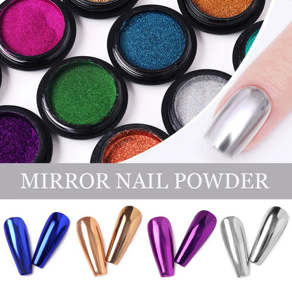 1Box Nail Mirror Glitter Powder Metallic Colorful