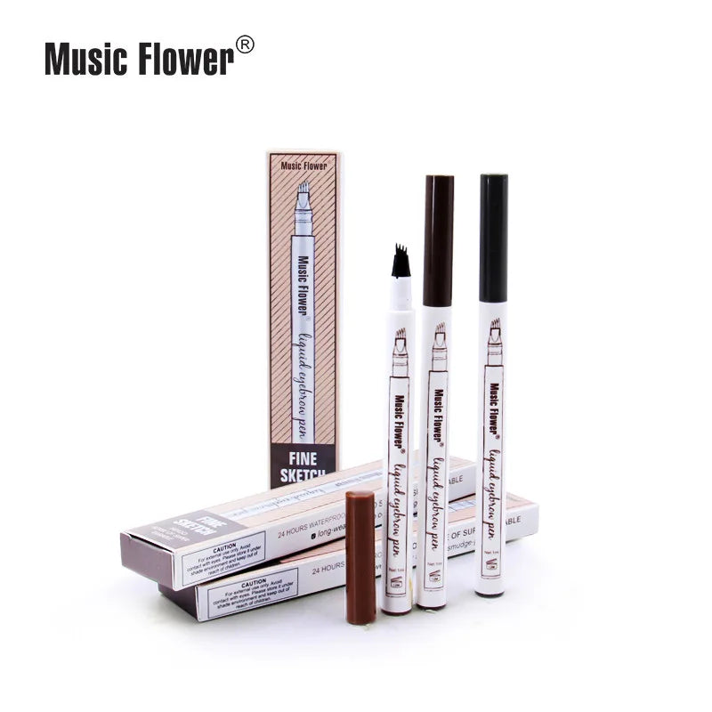 Music Flower 4 Colors Fine Sketch Liquid Eyebrow Pencil