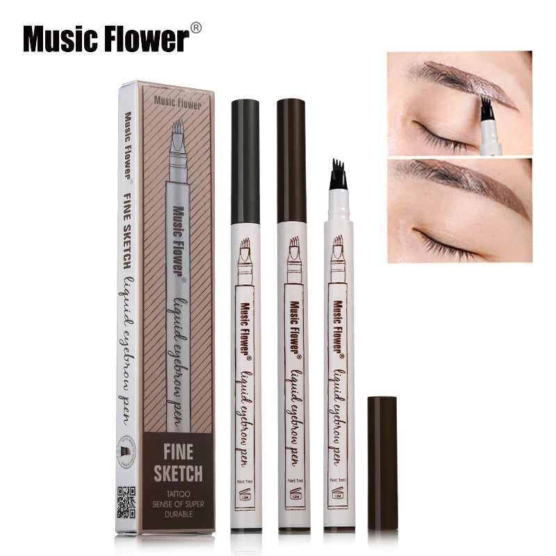 Music Flower 4 Colors Fine Sketch Liquid Eyebrow Pencil