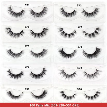 LEHUAMAO 30/60/100 Pairs Mink Lashes 3D