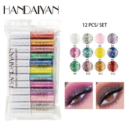 HANDAIYAN Matte Glitter Eyeliner Kit Makeup Waterproof Colorful