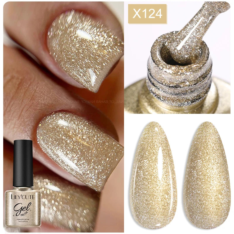 LILYCUTE 5ML Reflective Glitter Liner Gel Polish Nail