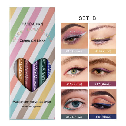 HANDAIYAN Matte Glitter Eyeliner Kit Makeup Waterproof Colorful