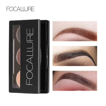 FOCALLURE 3 Colors Eyebrow Powder Palette Waterproof