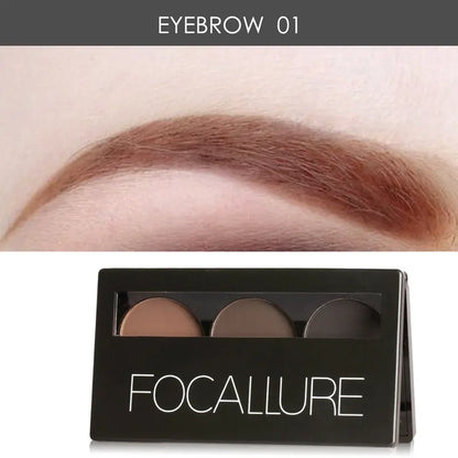 FOCALLURE 3 Colors Eyebrow Powder Palette Waterproof