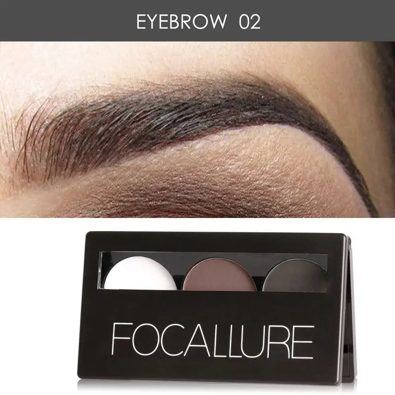 FOCALLURE 3 Colors Eyebrow Powder Palette Waterproof