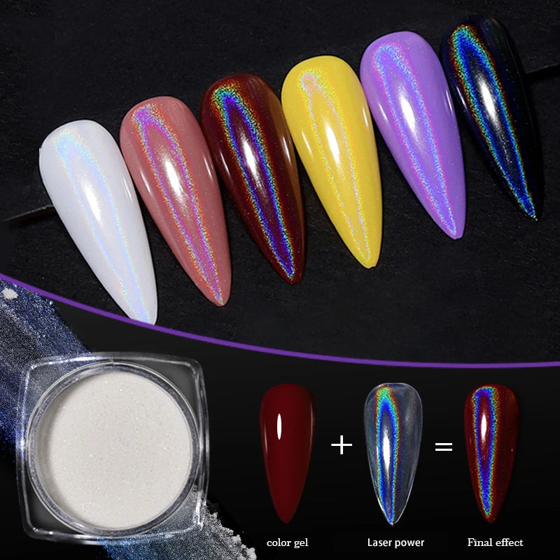 1Box Nail Mirror Glitter Powder Metallic Colorful