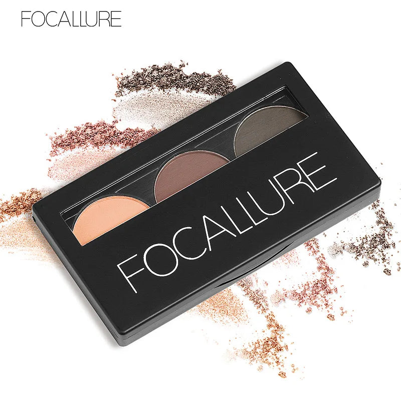 FOCALLURE 3 Colors Eyebrow Powder Palette Waterproof