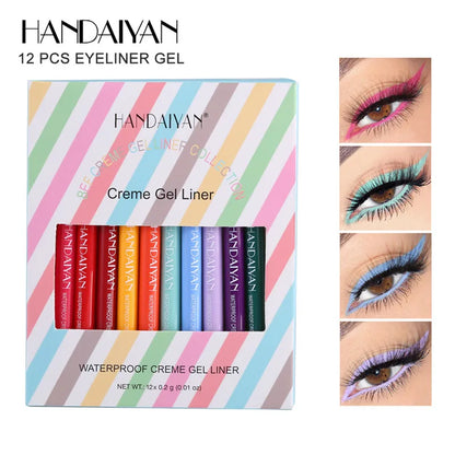 HANDAIYAN Matte Glitter Eyeliner Kit Makeup Waterproof Colorful