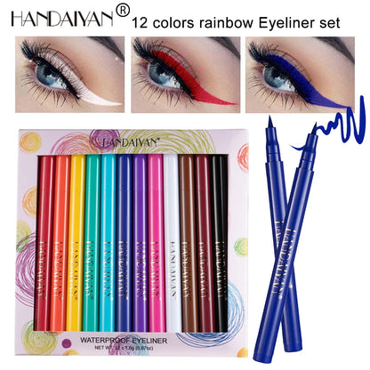 HANDAIYAN Matte Glitter Eyeliner Kit Makeup Waterproof Colorful