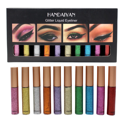 HANDAIYAN Matte Glitter Eyeliner Kit Makeup Waterproof Colorful