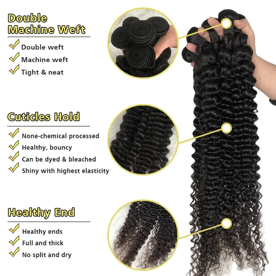 MEODI Brazilian Deep Wave Virgin Hair Weaves