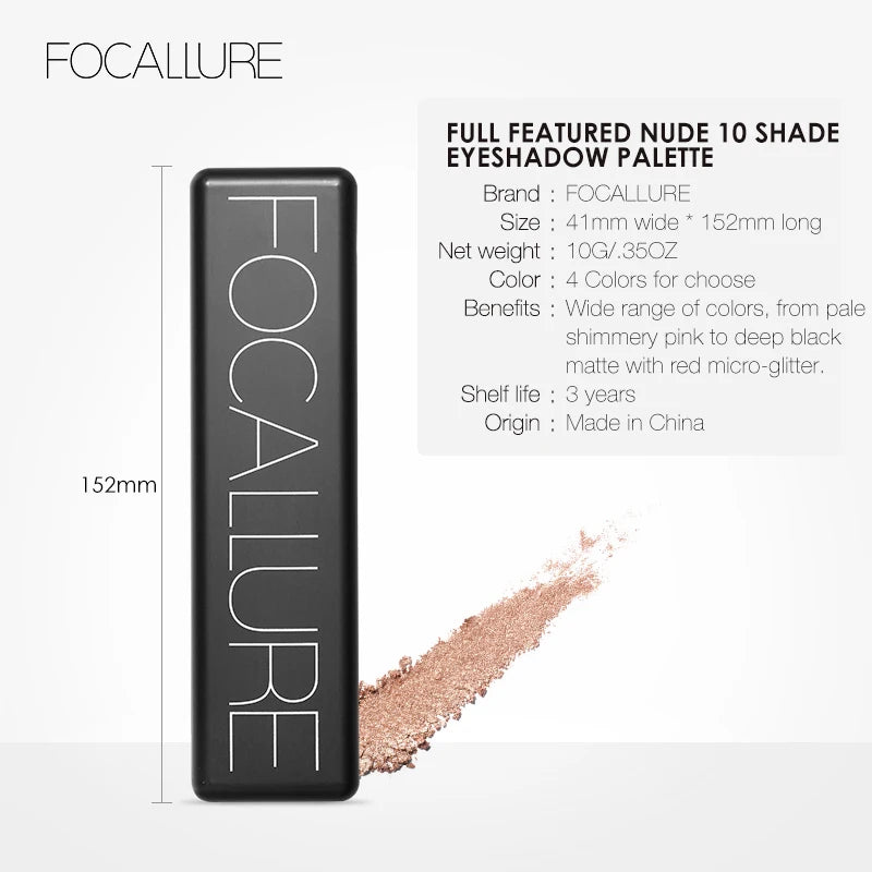 FOCALLURE Eyeshadow Palette 10 Colors Matte Glitter