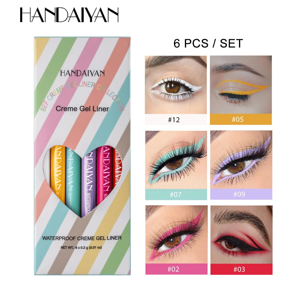 HANDAIYAN Matte Glitter Eyeliner Kit Makeup Waterproof Colorful