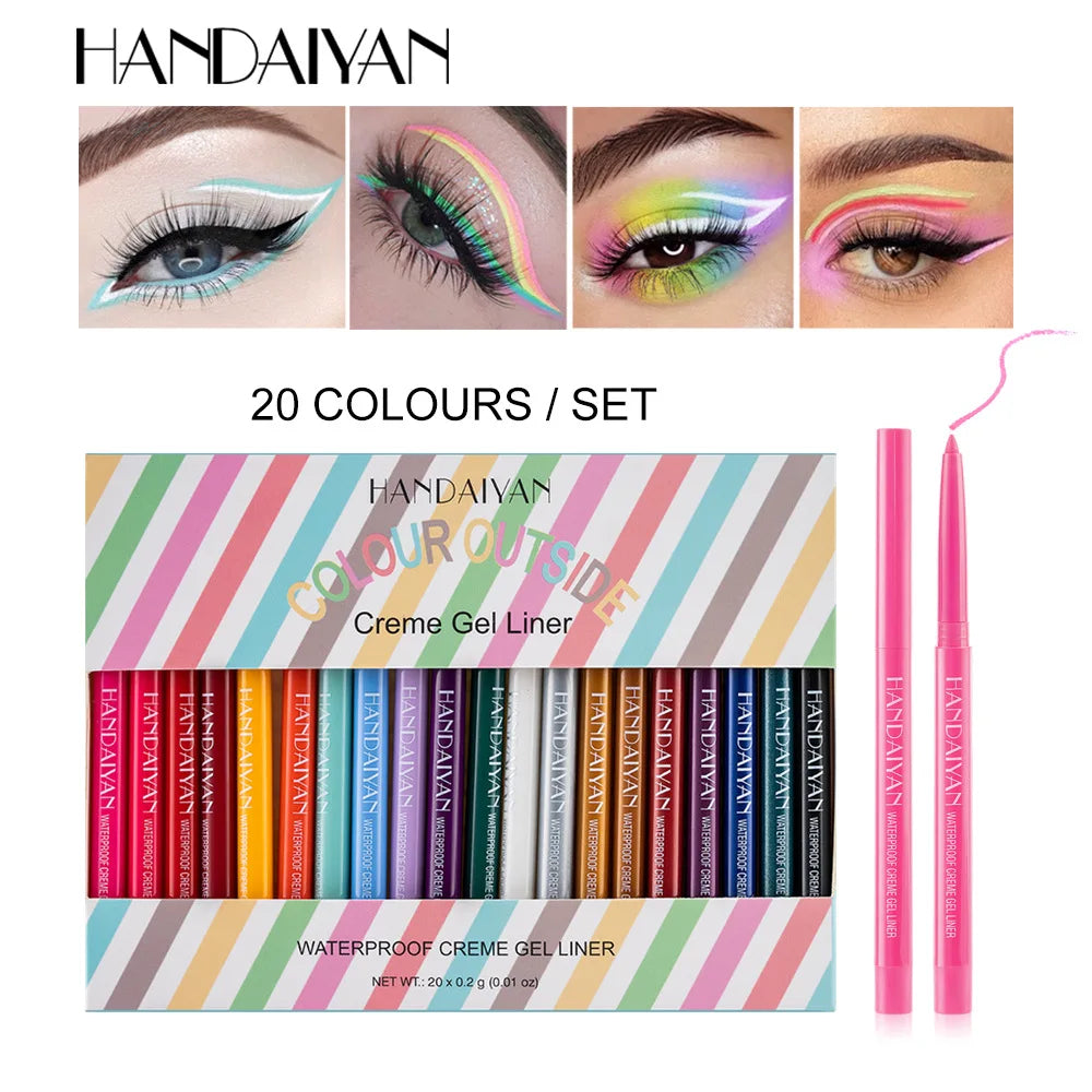 HANDAIYAN Matte Glitter Eyeliner Kit Makeup Waterproof Colorful