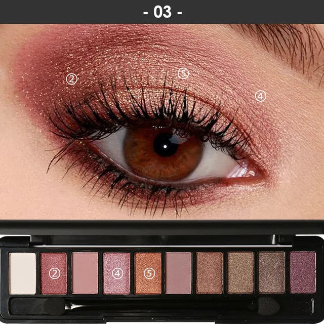 FOCALLURE Eyeshadow Palette 10 Colors Matte Glitter