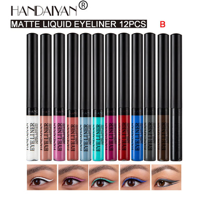 HANDAIYAN Matte Glitter Eyeliner Kit Makeup Waterproof Colorful