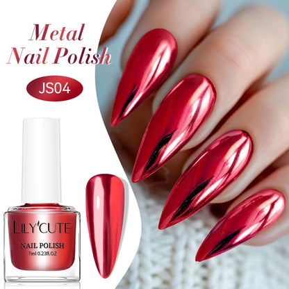 LILYCUTE 7ml Red Mirror Metallic Nail Polish