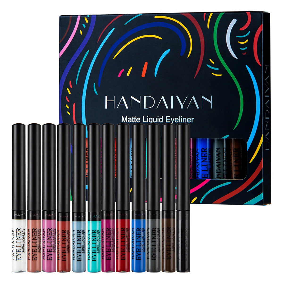 HANDAIYAN Matte Glitter Eyeliner Kit Makeup Waterproof Colorful