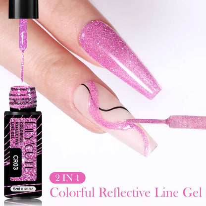 LILYCUTE 6Pcs Colorful Reflective Glitter Nail Art Liner