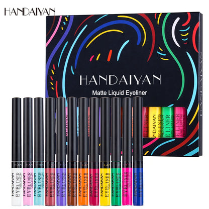 HANDAIYAN Matte Glitter Eyeliner Kit Makeup Waterproof Colorful