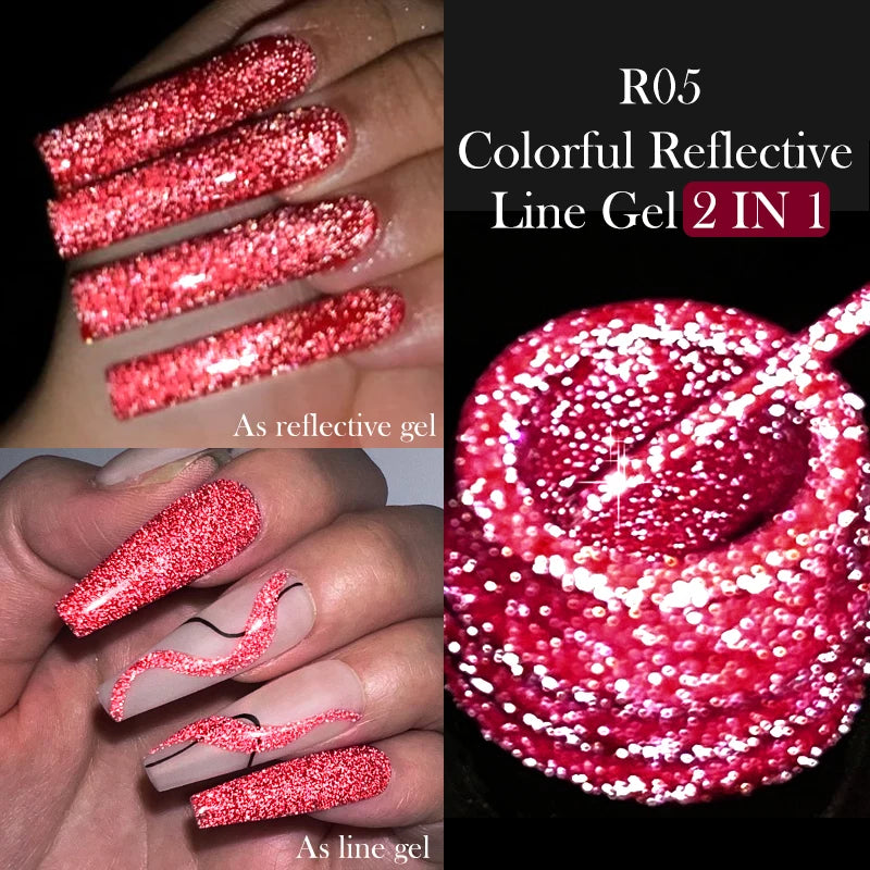 LILYCUTE 5ML Reflective Glitter Liner Gel Polish Nail