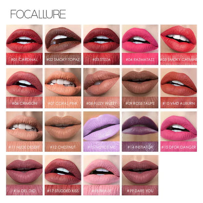 FOCALLURE Brand 19 Colors Matte Lipstick Waterproof