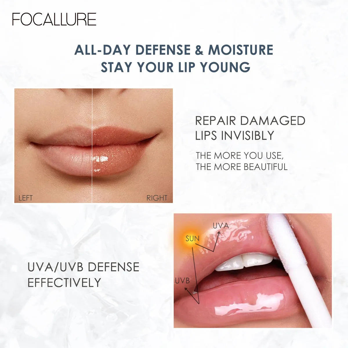 FOCALLURE Makeup Lip Gloss Moisturizing Long Lasting