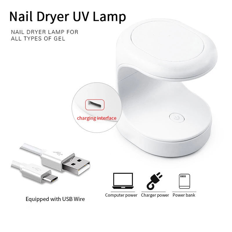 Mini 6W Nail Dryer LED UV Lamp Micro USB Gel Varnish Curing Machine