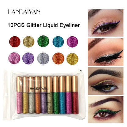 HANDAIYAN Matte Glitter Eyeliner Kit Makeup Waterproof Colorful