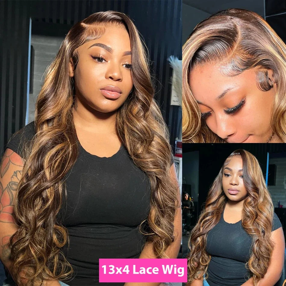 MEODI Highlight Body Wave Lace Front Wig Human Hair HD