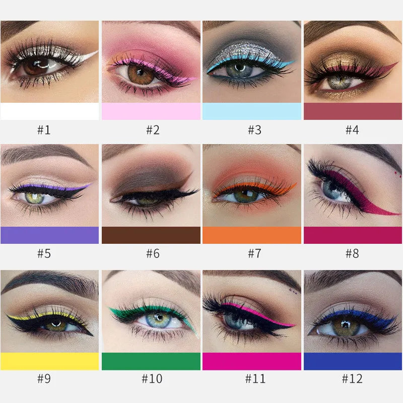 HANDAIYAN Matte Glitter Eyeliner Kit Makeup Waterproof Colorful