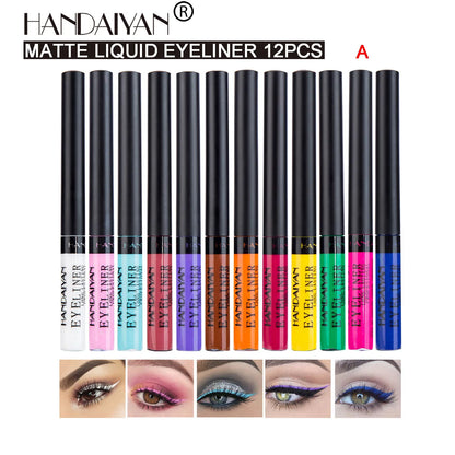 HANDAIYAN Matte Glitter Eyeliner Kit Makeup Waterproof Colorful