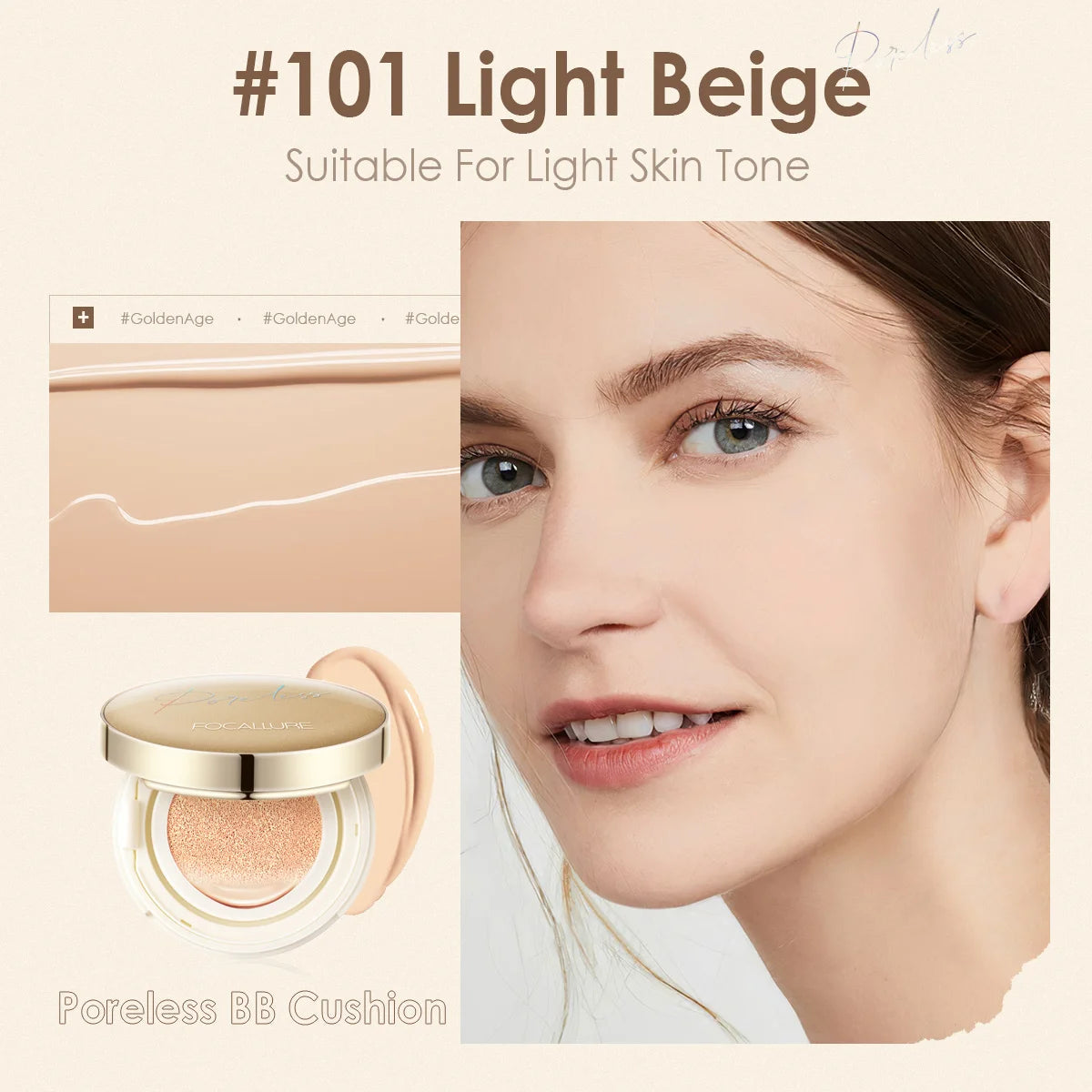 FOCALLURE Waterproof Matte Air Cushion Poreless BB＆CC Cream