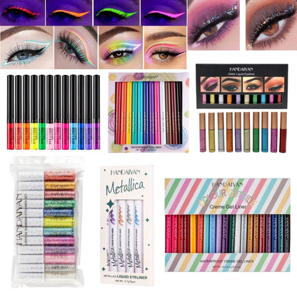 HANDAIYAN Matte Glitter Eyeliner Kit Makeup Waterproof Colorful