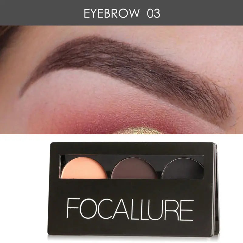 FOCALLURE 3 Colors Eyebrow Powder Palette Waterproof