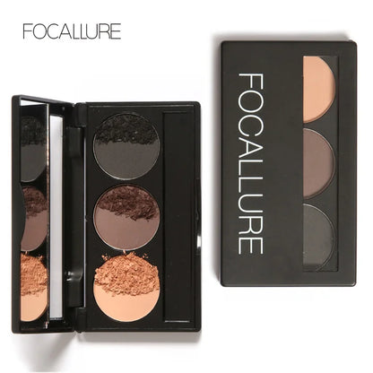 FOCALLURE 3 Colors Eyebrow Powder Palette Waterproof