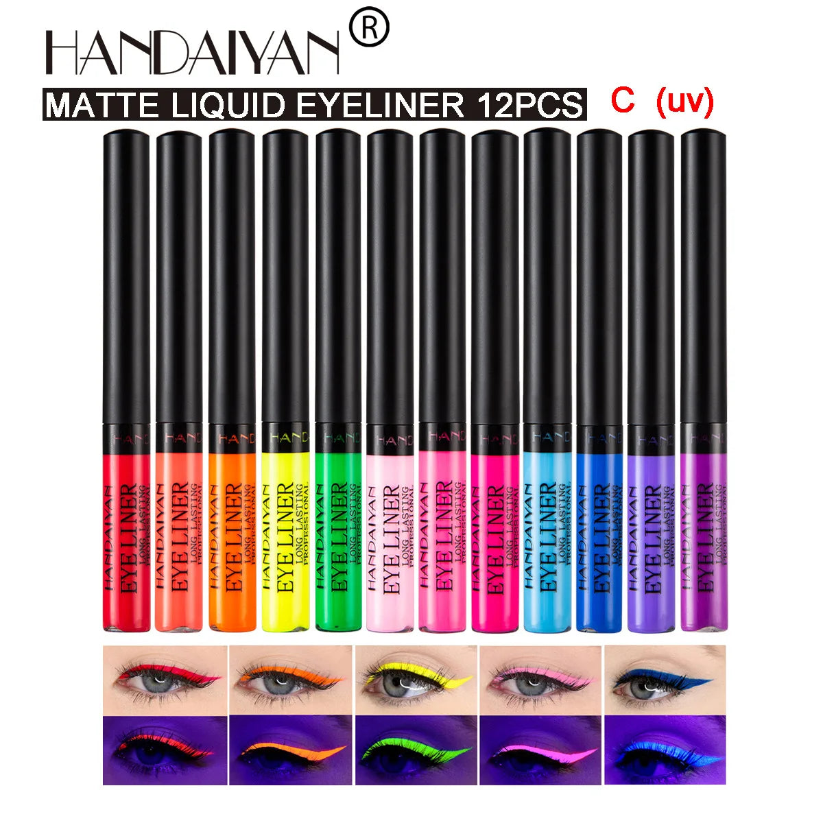 HANDAIYAN Matte Glitter Eyeliner Kit Makeup Waterproof Colorful