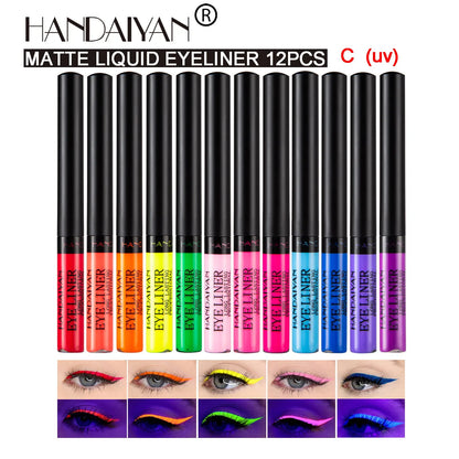 HANDAIYAN Matte Glitter Eyeliner Kit Makeup Waterproof Colorful