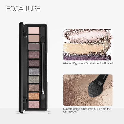 FOCALLURE Eyeshadow Palette 10 Colors Matte Glitter