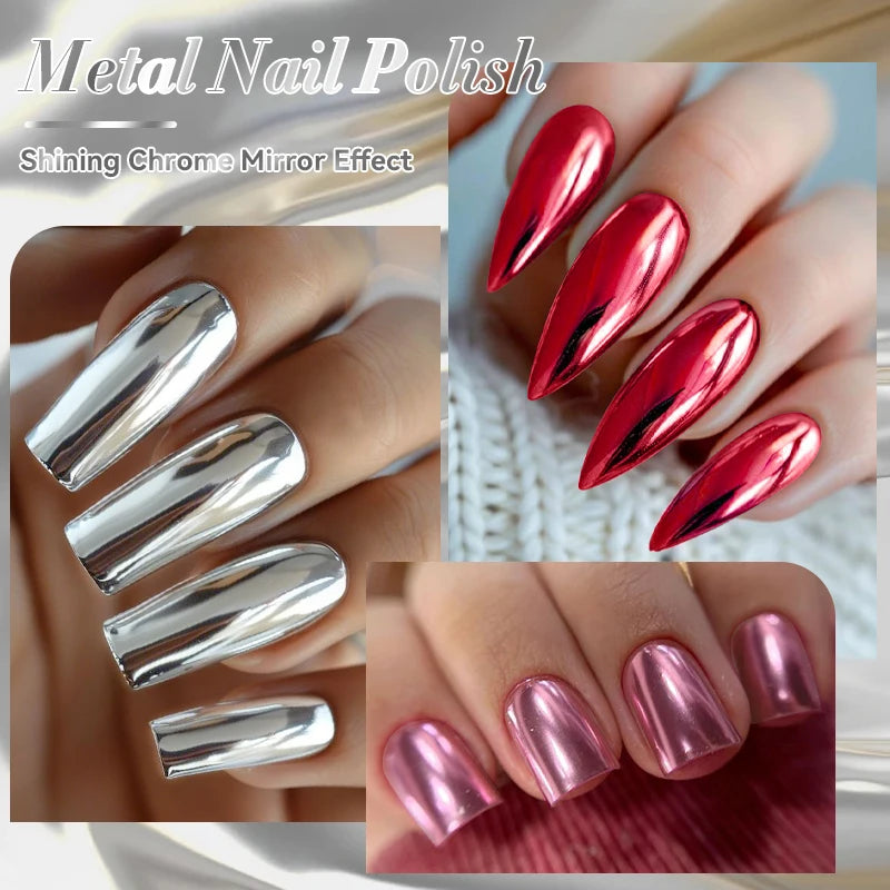 LILYCUTE 7ml Red Mirror Metallic Nail Polish