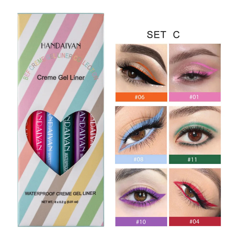 HANDAIYAN Matte Glitter Eyeliner Kit Makeup Waterproof Colorful