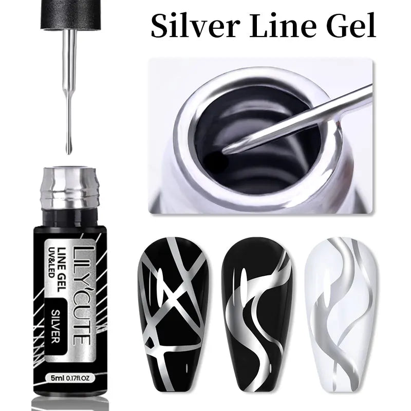 LILYCUTE 5ML Reflective Glitter Liner Gel Polish Nail